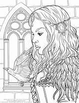 Coloring Pages Fantasy Adults Gothic People Adult Printable Grayscale Color Book Cute Fairy Books Dark Kids Colouring Sheets Print Selina sketch template