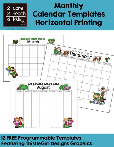 calendars  printable templates careteachkidscom