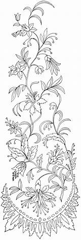 Embroidery Patterns Printable Designs Vintage Floral Pattern Flower Flowers Crewel Hand Jacobean Clipart Trace Lovely Leaves Swirly Coloring Clip Stitch sketch template