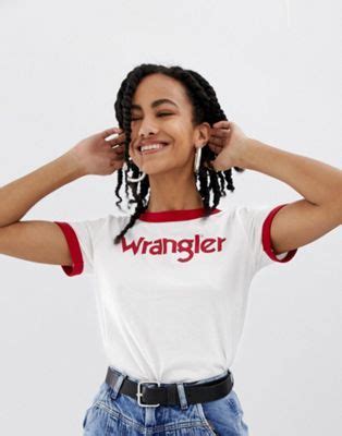 wrangler wrangler ringer  shirt  front logo pop fashion trendy fashion fashion tips