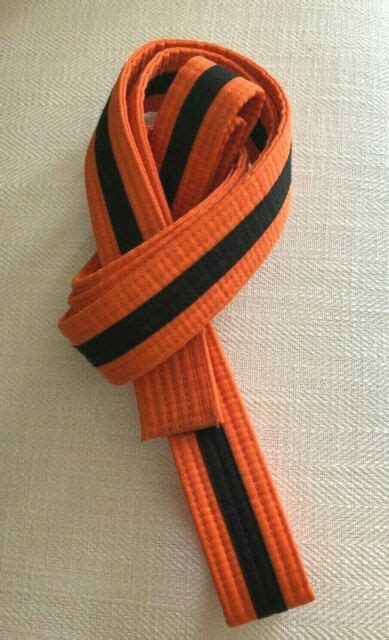 Macho Martial Arts Karate Taekwondo Belt Orange W Black Stripe Size 4
