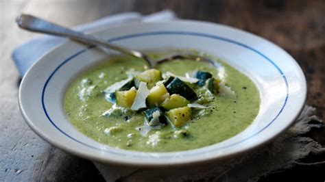 italian style courgette and parmesan soup recipe bbc food