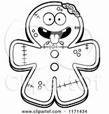 Zombie Mascot Gingerbread Hungry Clipart Cartoon Thoman Cory Outlined Coloring Vector Mad 2021 sketch template