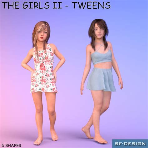 the girls ii tweens shapes for genesis 3 female by sf design girl