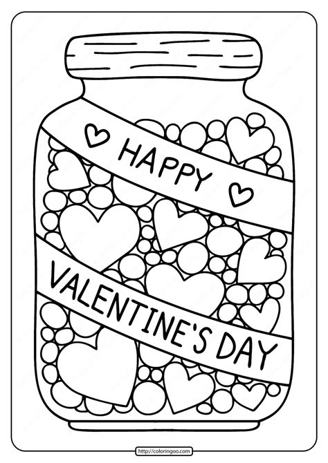 printable hearts   jar coloring page