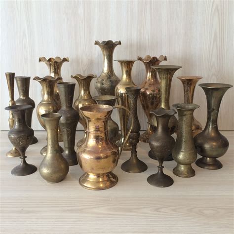 brass vintage vases assorted designs  pretty prop shop wedding