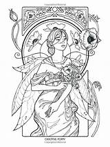 Coloring Pages Fairy Gothic Fairies Printable Adult House Nouveau Mystical Anime Mermaid Fantasy Elf Book Vampire Elves Mythical Color Getcolorings sketch template
