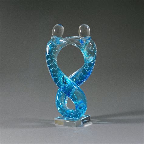 Hand Blown Art Glass Sale 12 Inch 2 People Dancing Glass Sculpture By