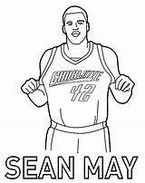 Coloring Pages Nba Basketball Printable Jersey Drawing Charlotte Sean May Kyrie Irving Print Color Template Fruit Logo Curry Durant Kevin sketch template