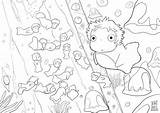 Ponyo Ghibli Miyazaki Hayao トトロ Kiki Coloringhome Spirited Totoro Moriconi sketch template