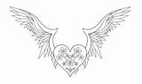 Wings Coloring Pages Hearts Line Heart Cliparts Deviantart Dari Disimpan sketch template