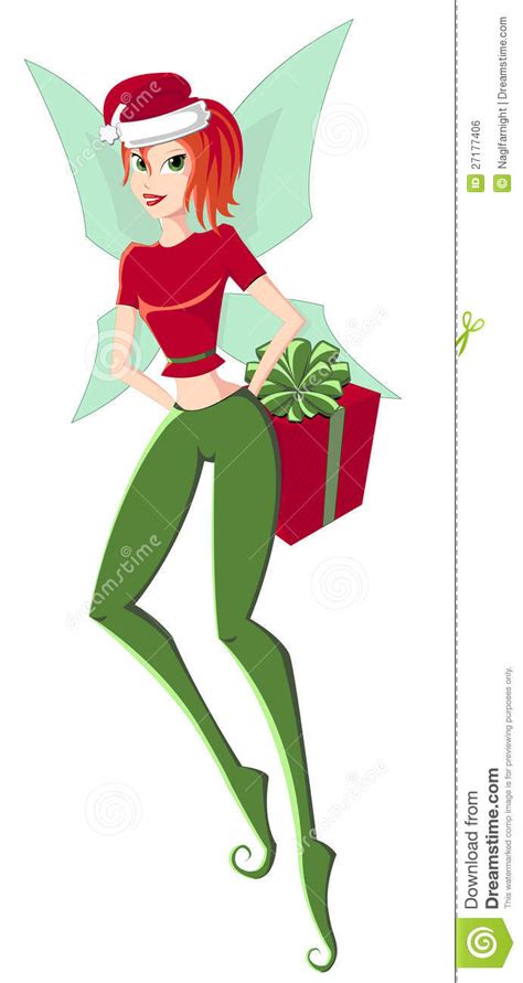 holiday and magic christmas illustration of cute teen girl elf with t