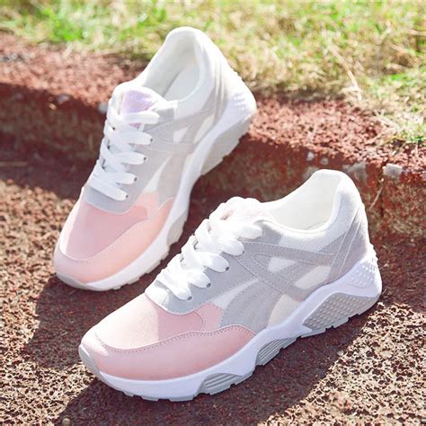 women sneakers mesh running shoes girls students female leather sports outdoor gym breathable