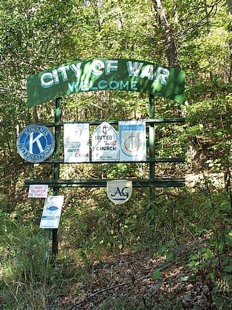 City Of War Welcome Sign On West Virginia 16 Service Club Big Creek