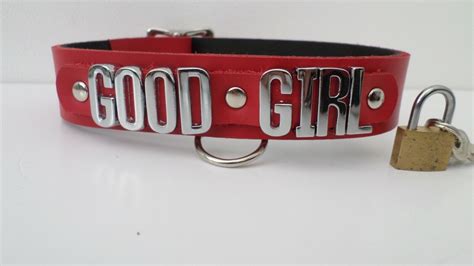 Bdsm Lockable Real Leather Fetish Whore Collar 24mm Wide Chrome Letters