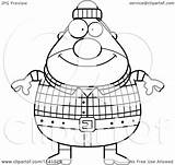 Chubby Lumberjack Happy Male Clipart Cartoon Female Thoman Cory Outlined Coloring Vector Shrugging Careless Royalty Clipartof sketch template