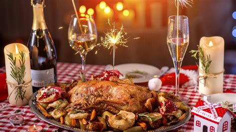 photo christmas sparkler sparkling wine roast chicken food