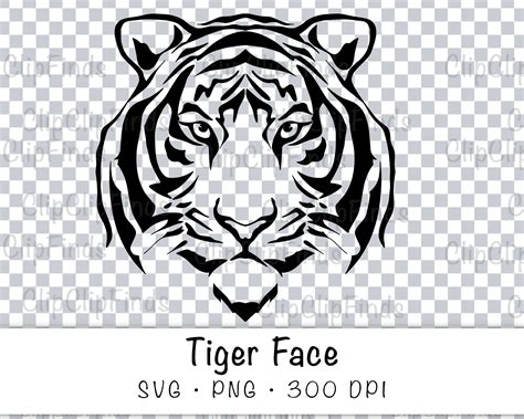 tiger face head svg vector cut file  png transparent etsy ireland