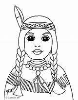 Indiaan Meisje Native Cowboy Indianen Indiens Coloriages Indians Afb Kampvuur Omalovanky Indianske Indien sketch template