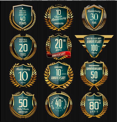 anniversary symbols set vector