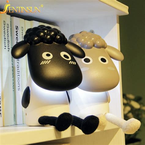 creative cute sheep usb rechargeable led desk table lamp