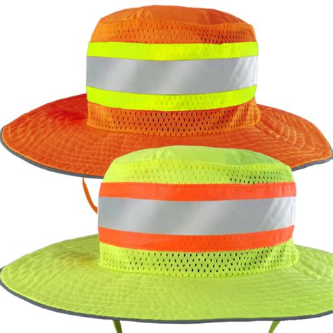 Orange Lime Construction Hat Ventilated Reflective Safety Boonie