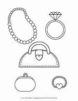 Coloring Pages Printable Pearl Bracelet Purse Necklace Kids Girls Coin Stylish Ring Heart sketch template