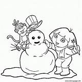 Coloring Dora Boots Pages Snowman Make Christmas Print Printable Color Winter Comments sketch template