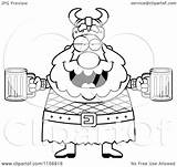 Beer Holding Viking Man Coloring Chubby Drunk Clipart Cartoon Cory Thoman Outlined Vector sketch template
