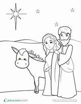 Mary Joseph Coloring Pages Nativity Projects School sketch template