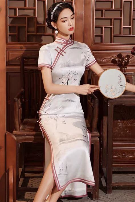 abito tradizionale cinese cheongsam bianco abito da sera etsy