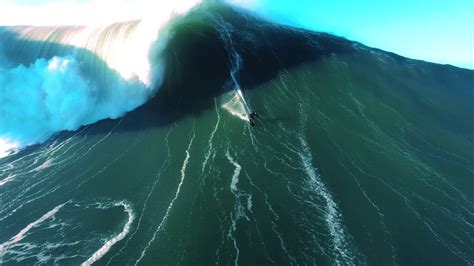 world record biggest wave  shot  drone nazare portugal youtube