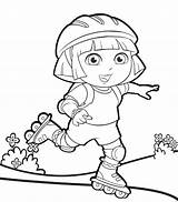 Dora Roller Coloring Pages Skates Skating Printables Doratheexplorertvshow sketch template