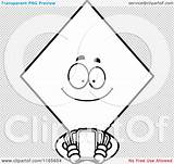 Pages Coloring Cards Card Playing Deck Diamond Mascot Holding Suit Clipart Outlined Cartoon Vector Template sketch template