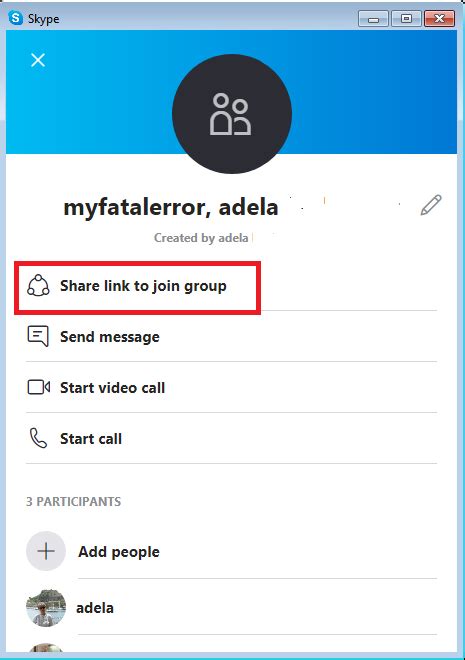 invite people by sending a skype link microsoft community
