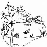 Lake Coloring Pages Getcolorings Near House sketch template