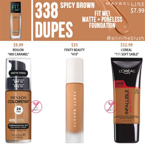 maybelline  spicy brown fit  matte poreless foundation dupes    blush