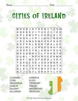 st patricks day word searches  worksheet puzzles  grades