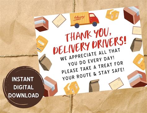 delivery driver treat basket printable sign   treat sign
