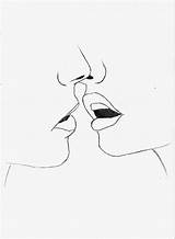 Kissing Lips Drawing Kiss Drawings Getdrawings Line Outline Simple Pencil Tumblr Sketches Face Choose Board sketch template
