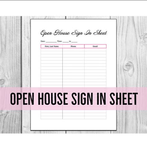 printable open house sign  sheet