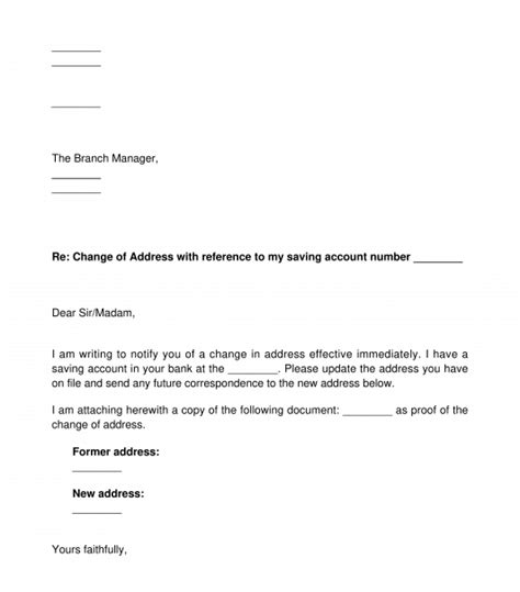 change  address letter template word