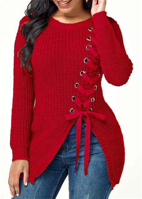 rosewe sweaters split front lace up royal girlz boutique in 2020