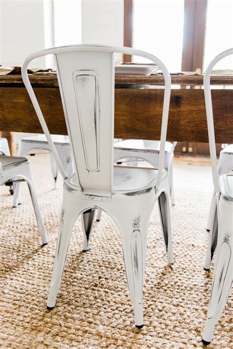 white metal chairs dining room decor  liz marie blog liz marie
