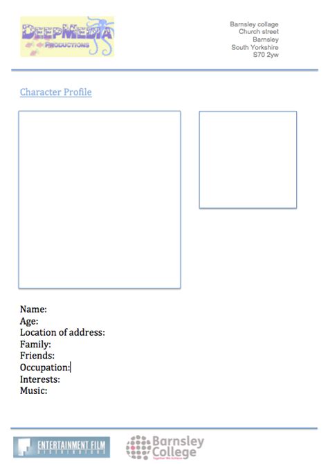 Group1 Character Profile Template