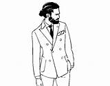 Suit Wearing Coloring Boy Modern Coloringcrew Fashion sketch template
