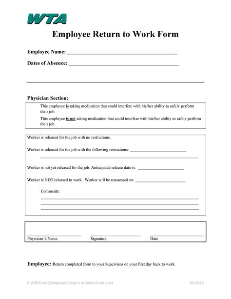 sample return  work letter  doctor  employer  personalized
