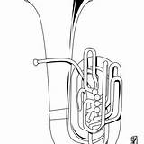 Tuba Hellokids Saxophone Castanets Geige Flute Coloriages Trombeta Mandolin Harp sketch template