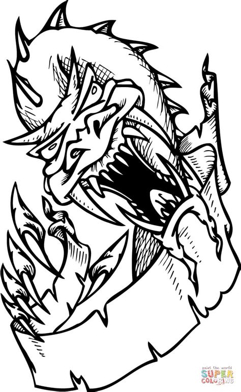 scary dragon coloring page  printable coloring pages