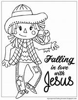 Christian Falling Scarecrow Colouring sketch template